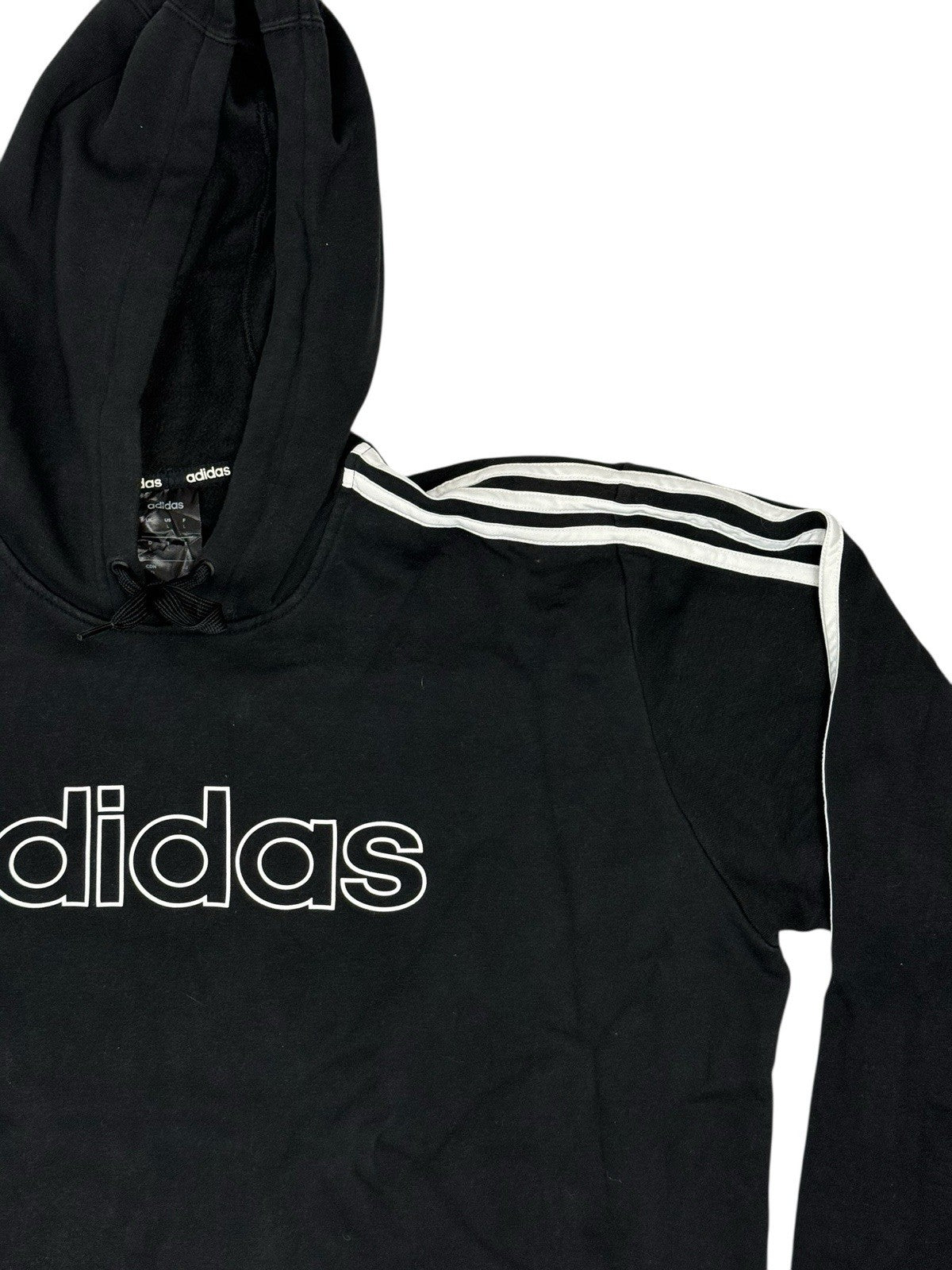 Adidas Black Printed 3 Stripe Hoodie Large