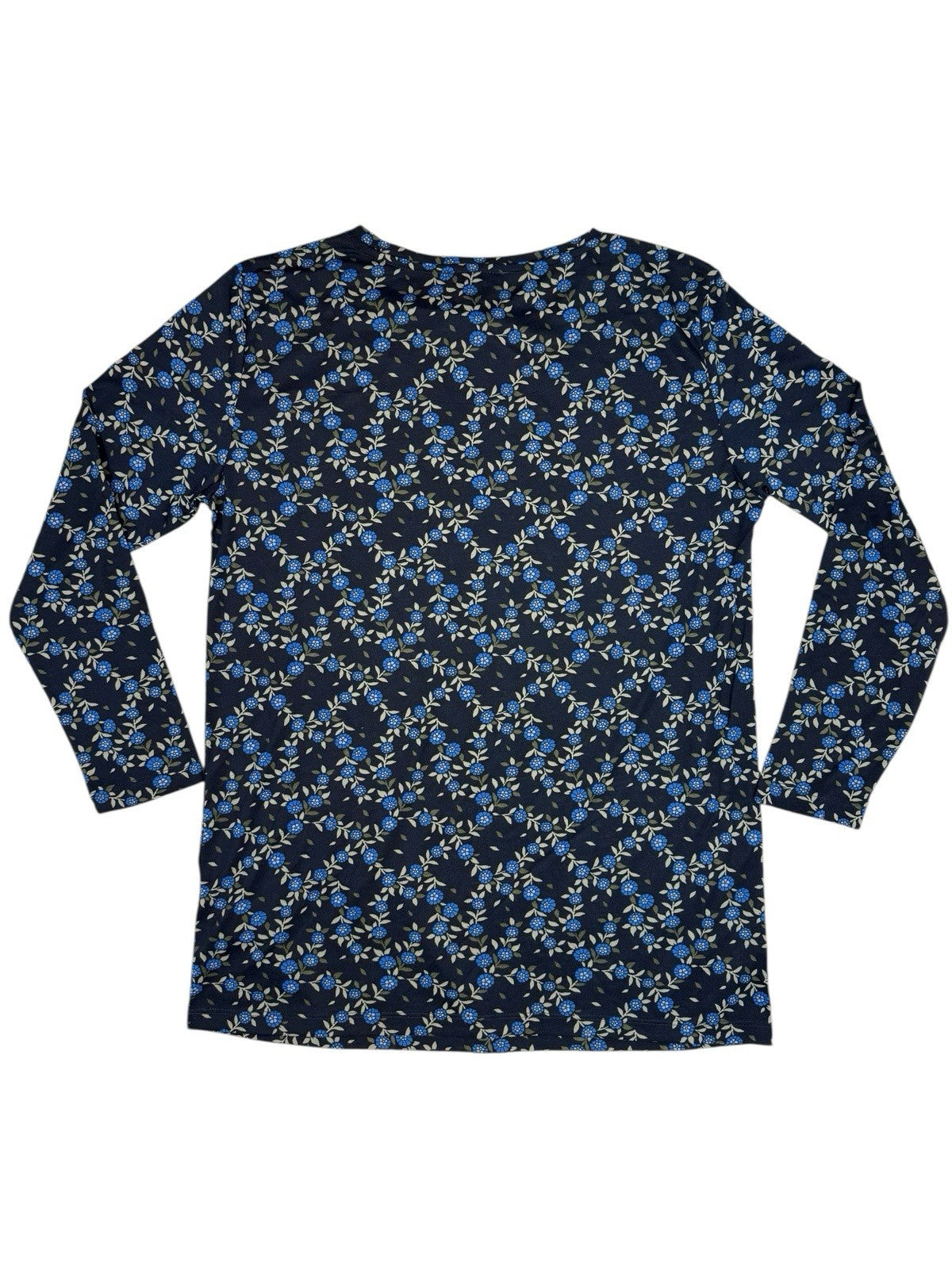 BNWT M&S Blue Floral Polyester 3/4 Sleeve Relaxed Fit Top