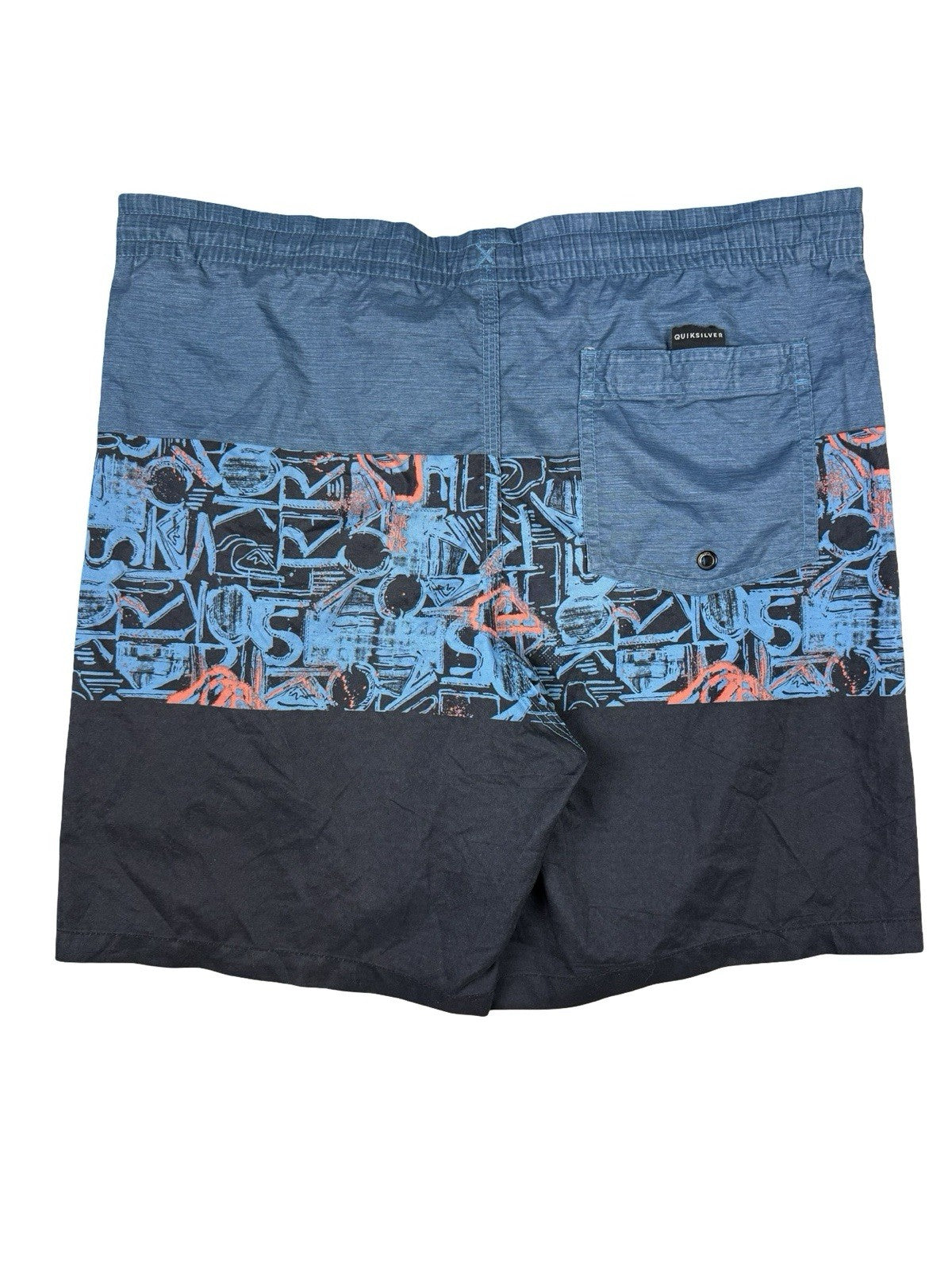 Quiksilver Retro Blue Patterned Polyester Lined Swim Trunks 36W