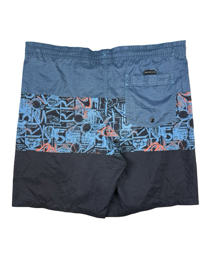 Quiksilver Retro Blue Patterned Polyester Lined Swim Trunks 36W