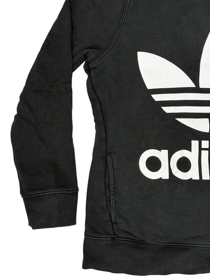 Adidas Black Big Trefoil Printed Logo Hoodie Size 10