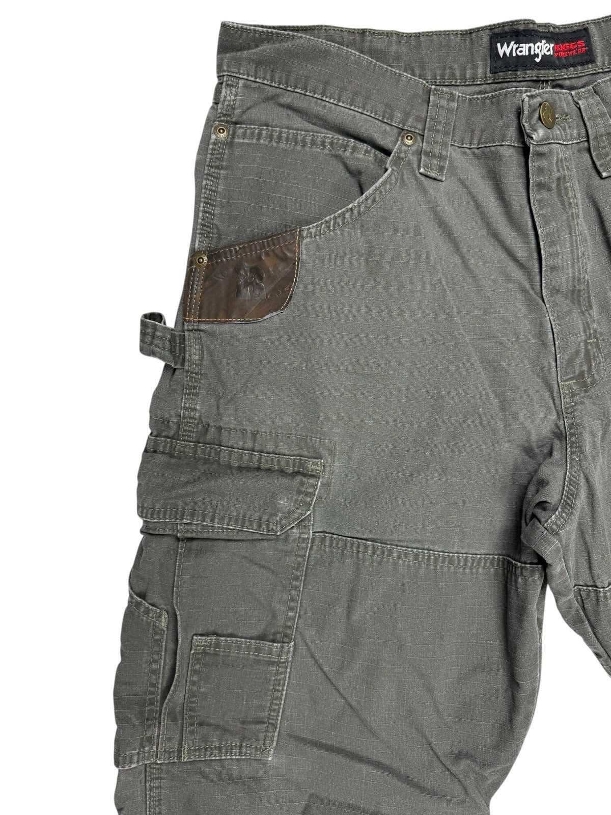 Wrangler Riggs Green Workwear Carpenter Denim Jeans 34W 30L