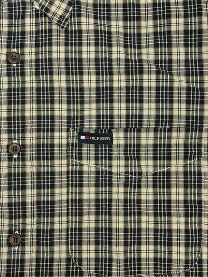 Tommy Hilfiger Retro Beige Plaid Cotton Shirt Medium