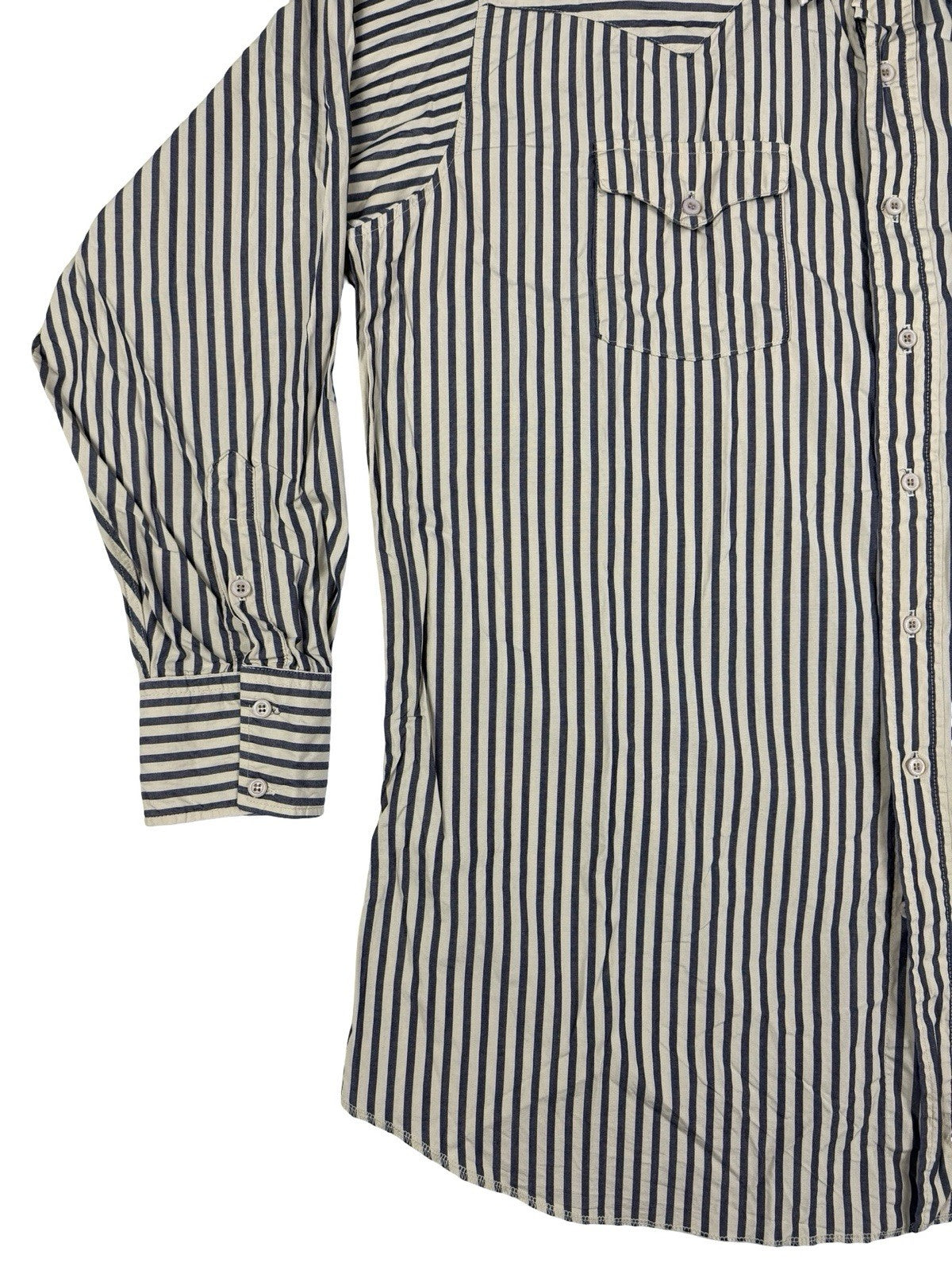 Vintage 80's Panhandle Slim Beige Striped Cotton Shirt 2XL (18x36)