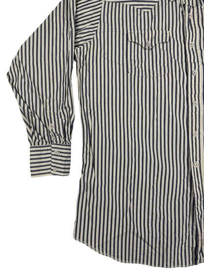 Vintage 80's Panhandle Slim Beige Striped Cotton Shirt 2XL (18x36)