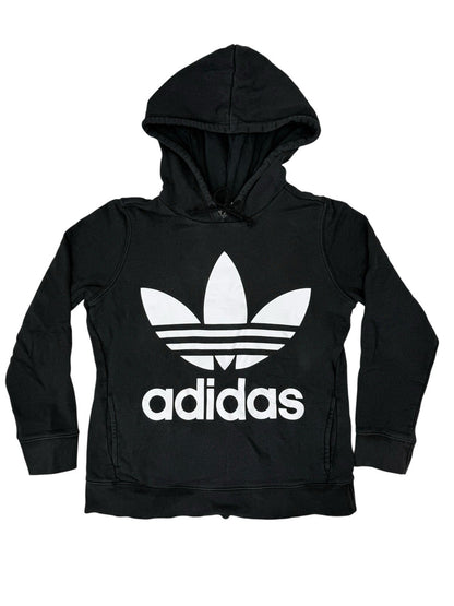 Adidas Black Big Trefoil Printed Logo Hoodie Size 10