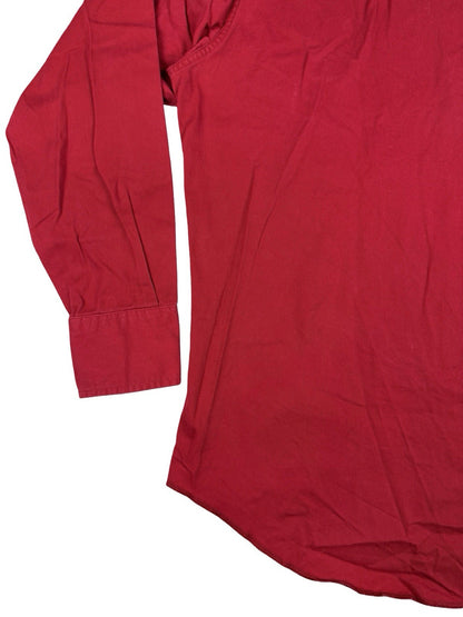 Wrangler Vintage 90s Red Pearl Snap Cowboy Shirt Large Long Tails Made in USA