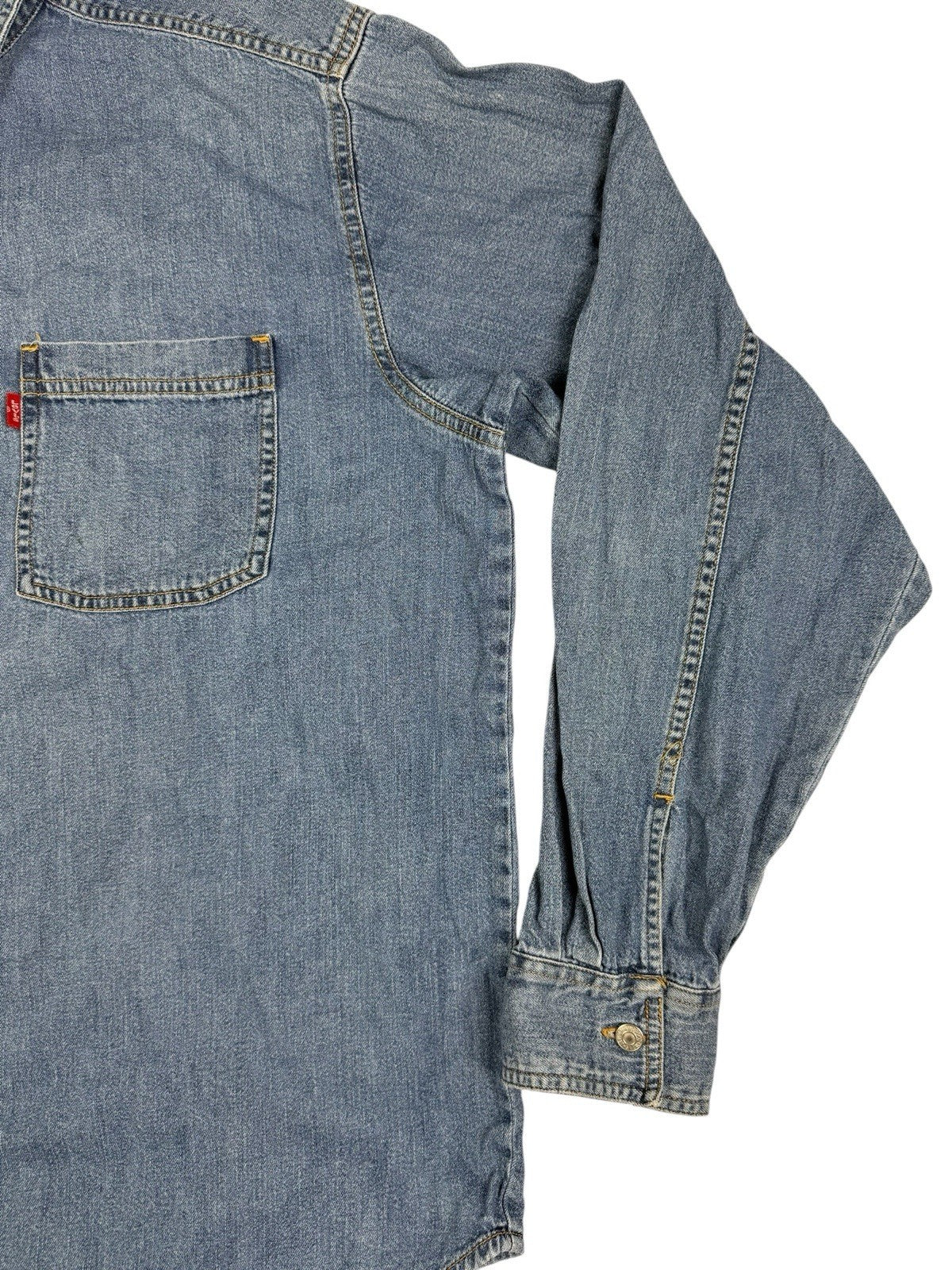 Levi's Blue Cotton Denim Button Up Shirt Large