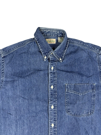 St John's Bay Vintage Blue Denim Workwear Shirt Small