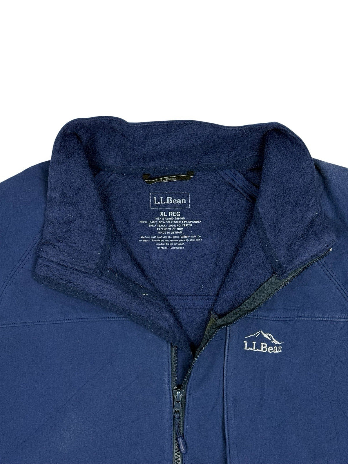 LL Bean Blue Softshell Fleece Lined Jacket XL