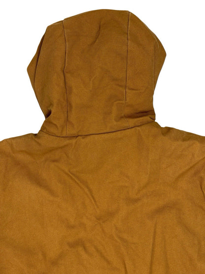 DC Brown Heavyweight Zip Hooded Insulated Denim Long Jacket Medium