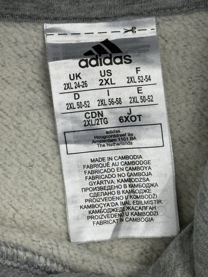 Adidas Grey Spellout Logo Hoodie 2XL