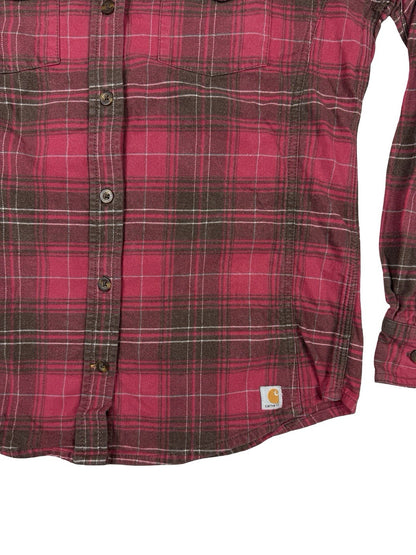 Carhartt Red Plaid Flannel Button Stretch Shirt Womens Small