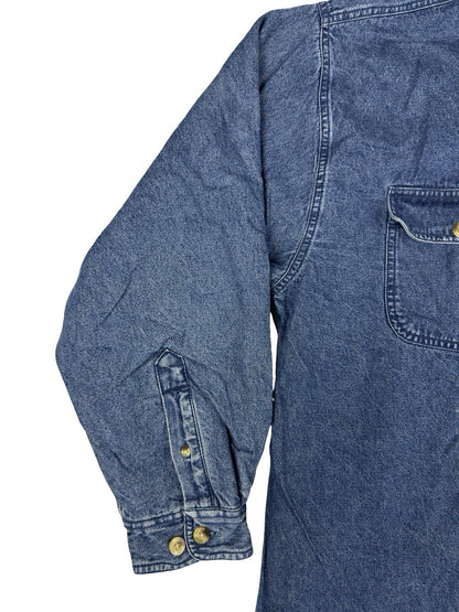 Sun River Vintage Blue Denim Fleece Lined Shirt Jacket Large