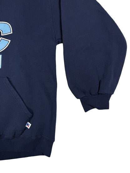 Russell Blue Printed Vtg American School Baseball Hoodie Large