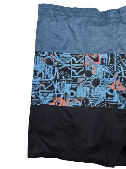 Quiksilver Retro Blue Patterned Polyester Lined Swim Trunks 36W