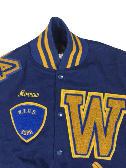 Vtg Grand Sporting Goods Blue USA High School Football Letterman Jacket Large