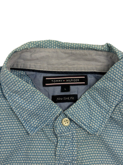 Tommy Hilfiger Blue Polka Dot Collared Shirt Large