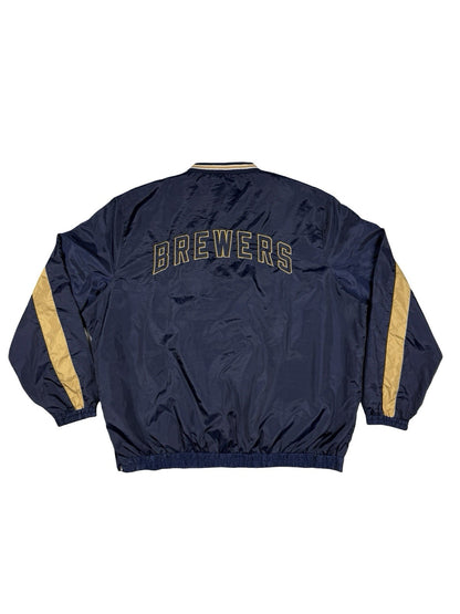 MLB Milwaukee Brewers Blue Pullover Windbreaker Jumper Jacket 2XL