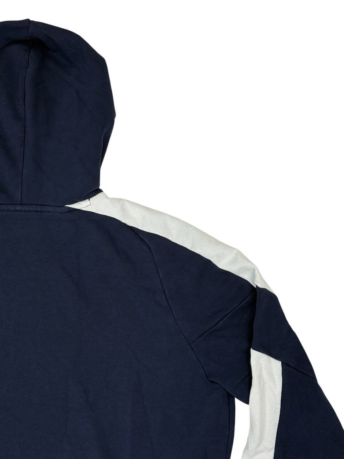 Puma Blue Colourblock Print Spellout Logo Hoodie Sweatshirt Medium