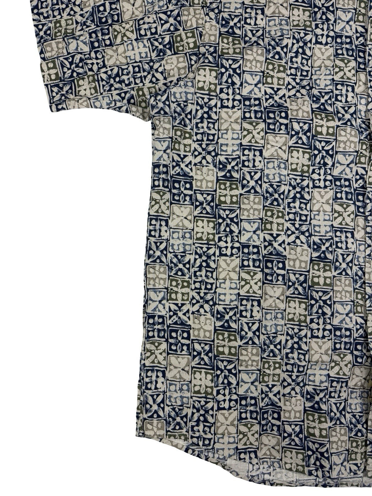 David Taylor Retro Multicolour Floral Pattern Short Sleeve Cotton Shirt Large