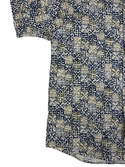 David Taylor Retro Multicolour Floral Pattern Short Sleeve Cotton Shirt Large