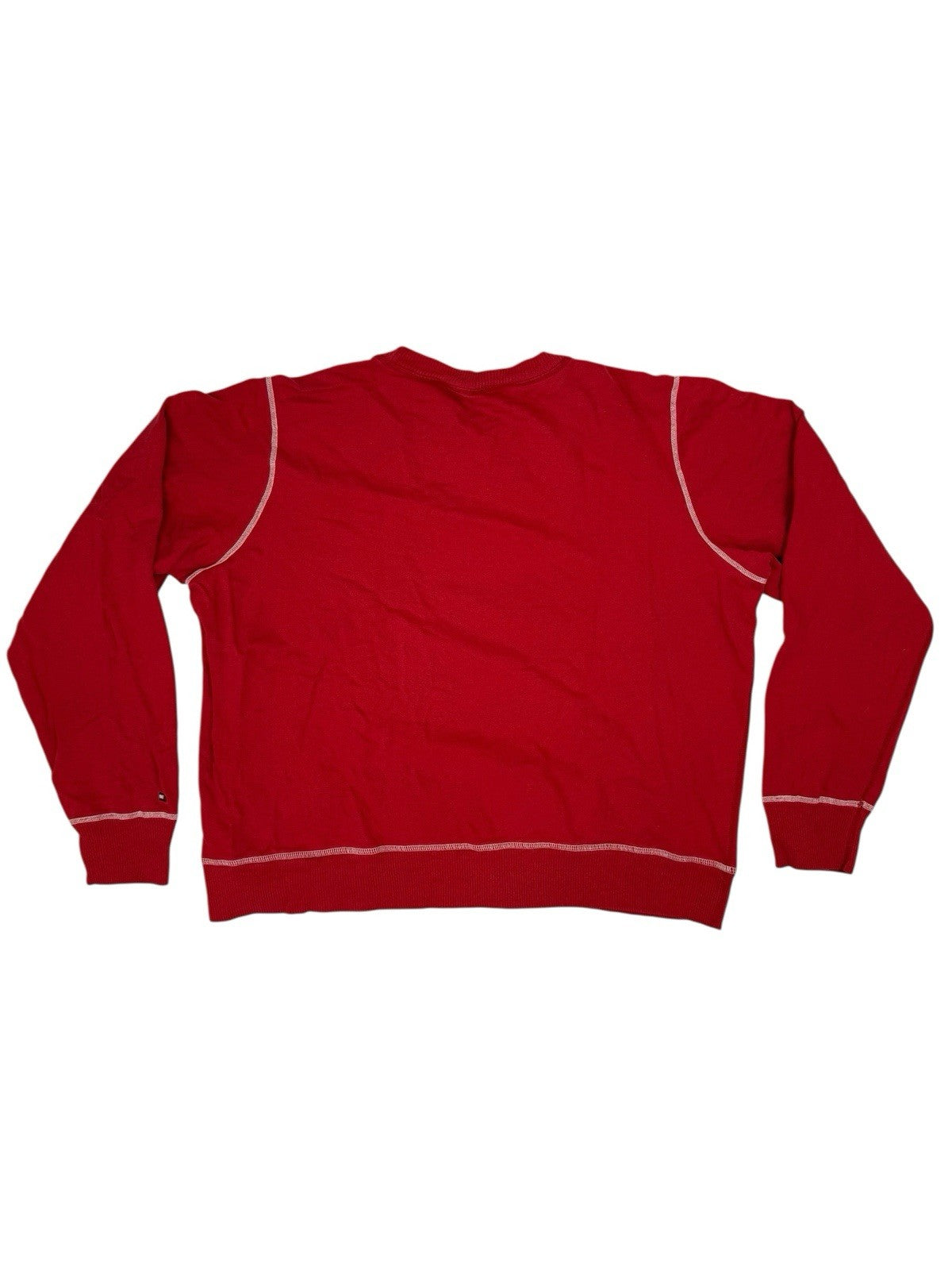 Tommy Hilfiger Red Retro Y2K Printed Cotton Sweater Jumper XL