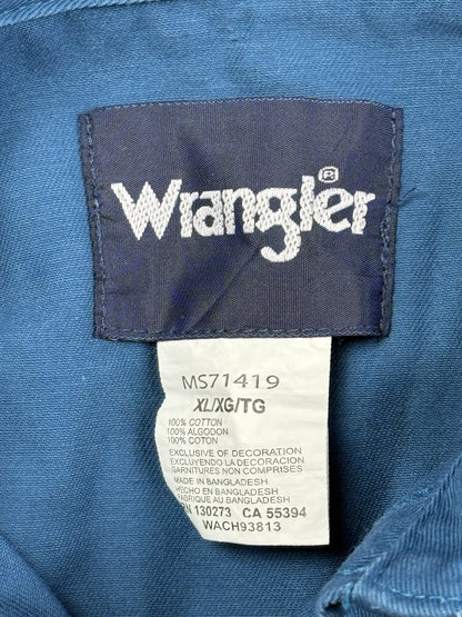 Wrangler Teal Blue Cowboy Cut Western Snap Twill Shirt XL