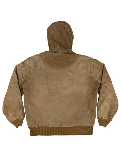 Carhartt J130 Brown Hooded Active Zip Workwear Jacket Medium Regular