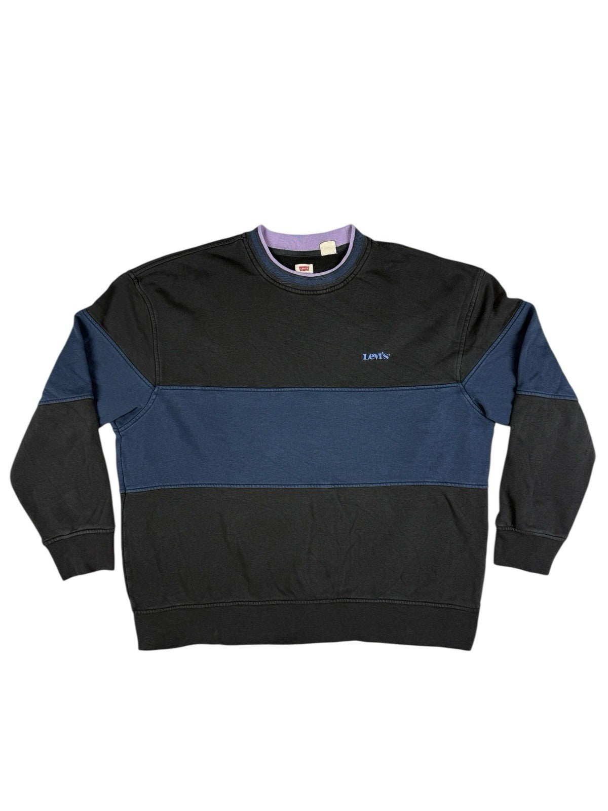 Levi's Black Colourblock Embroidered Relaxed Fit Jumper Large