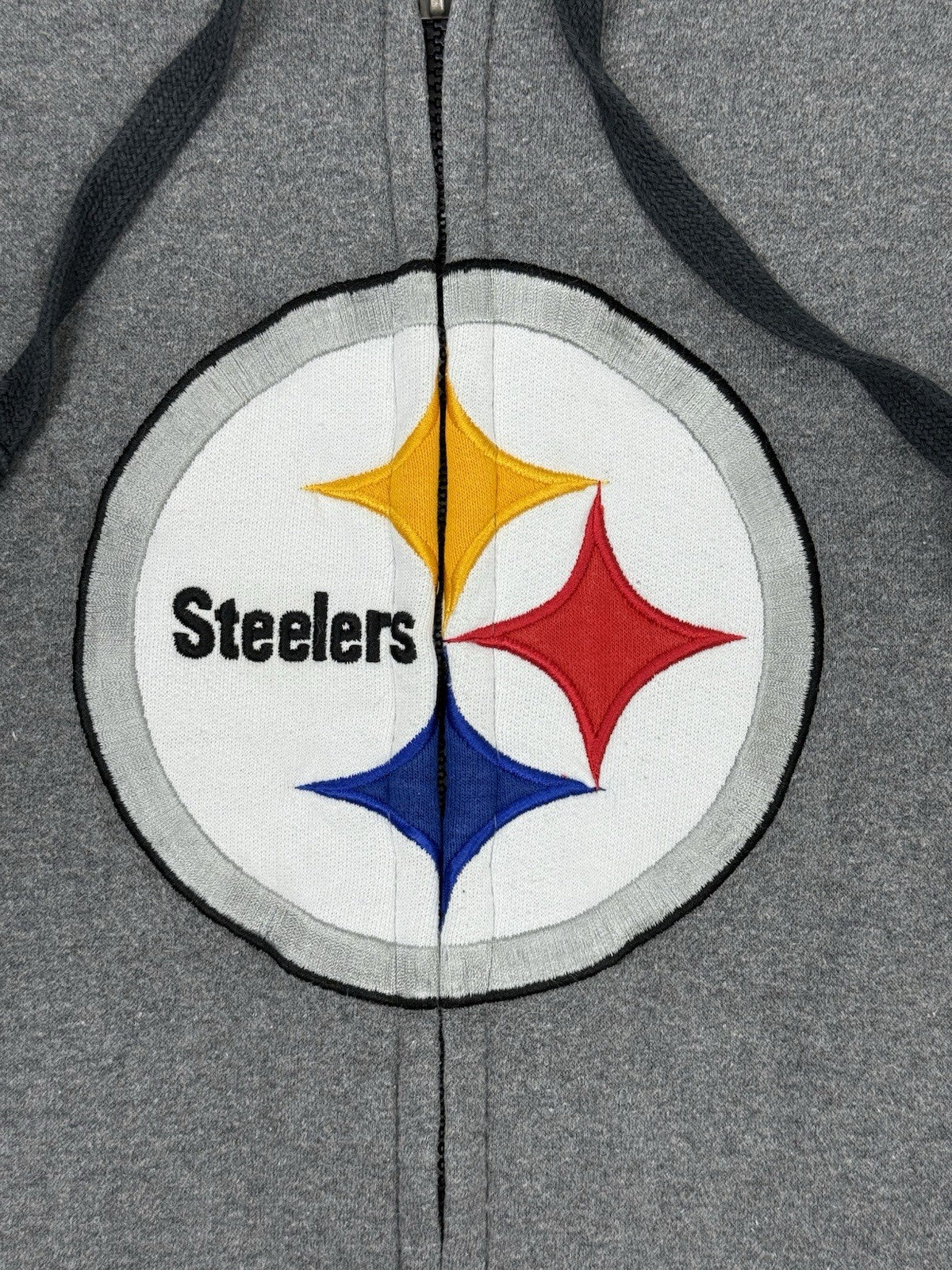 NFL Pittsburgh Steelers Retro Grey Zip Hoodie Jacket XL