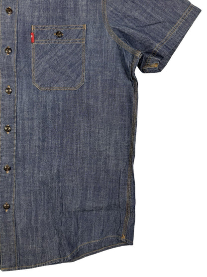 Levi's Blue Cotton Short Sleeve Chambray Shirt Medium