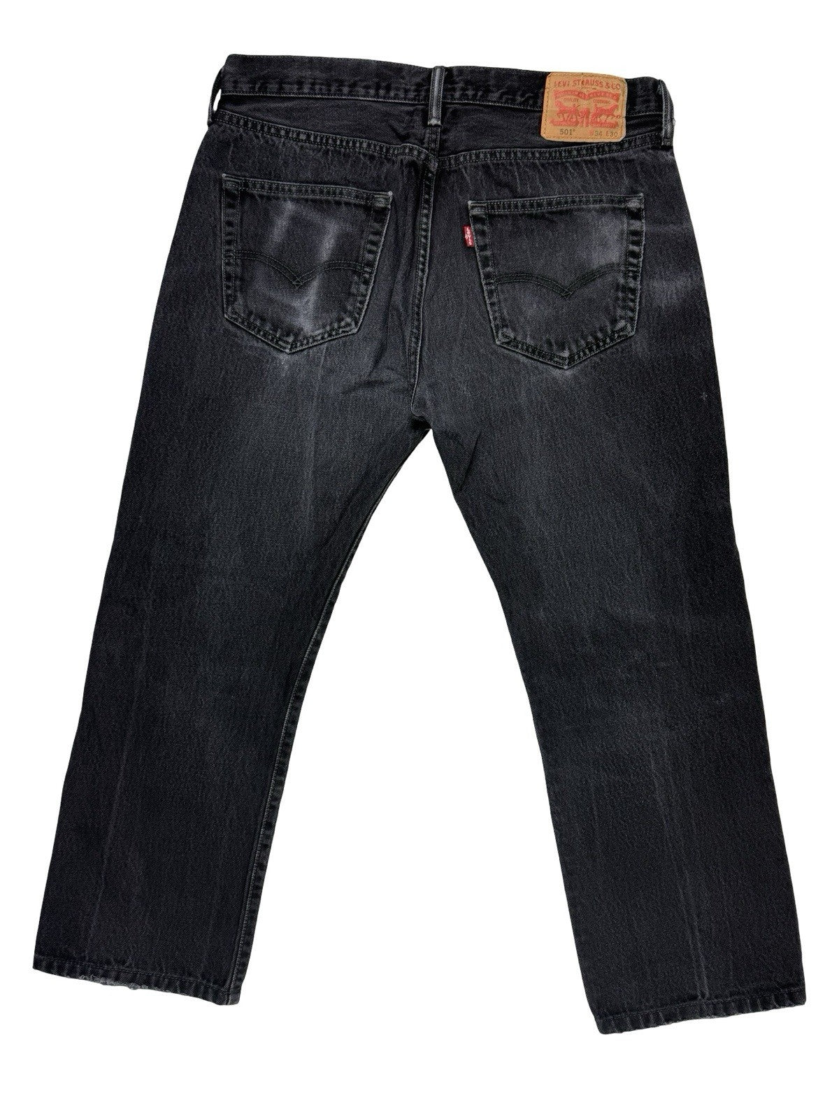 Levi's 501 Faded Black Straight Leg Denim Jeans 34W 26L