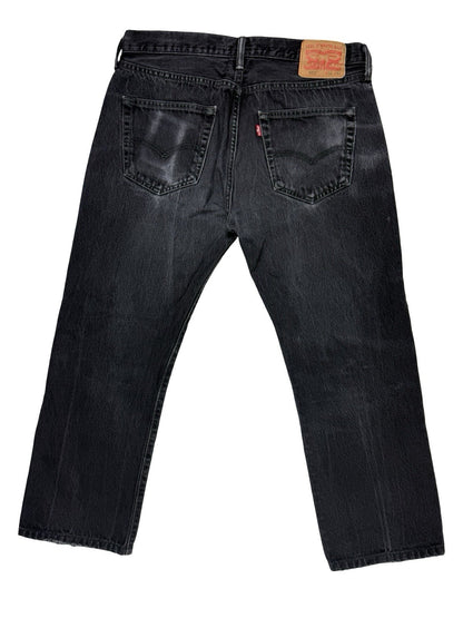 Levi's 501 Faded Black Straight Leg Denim Jeans 34W 26L