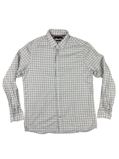 Tommy Hilfiger Grey  Plaid Check Button Up Shirt XL