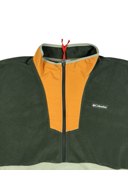 Columbia Green Colourblock Half Zip Outdoor Fleece Jumper 2XL