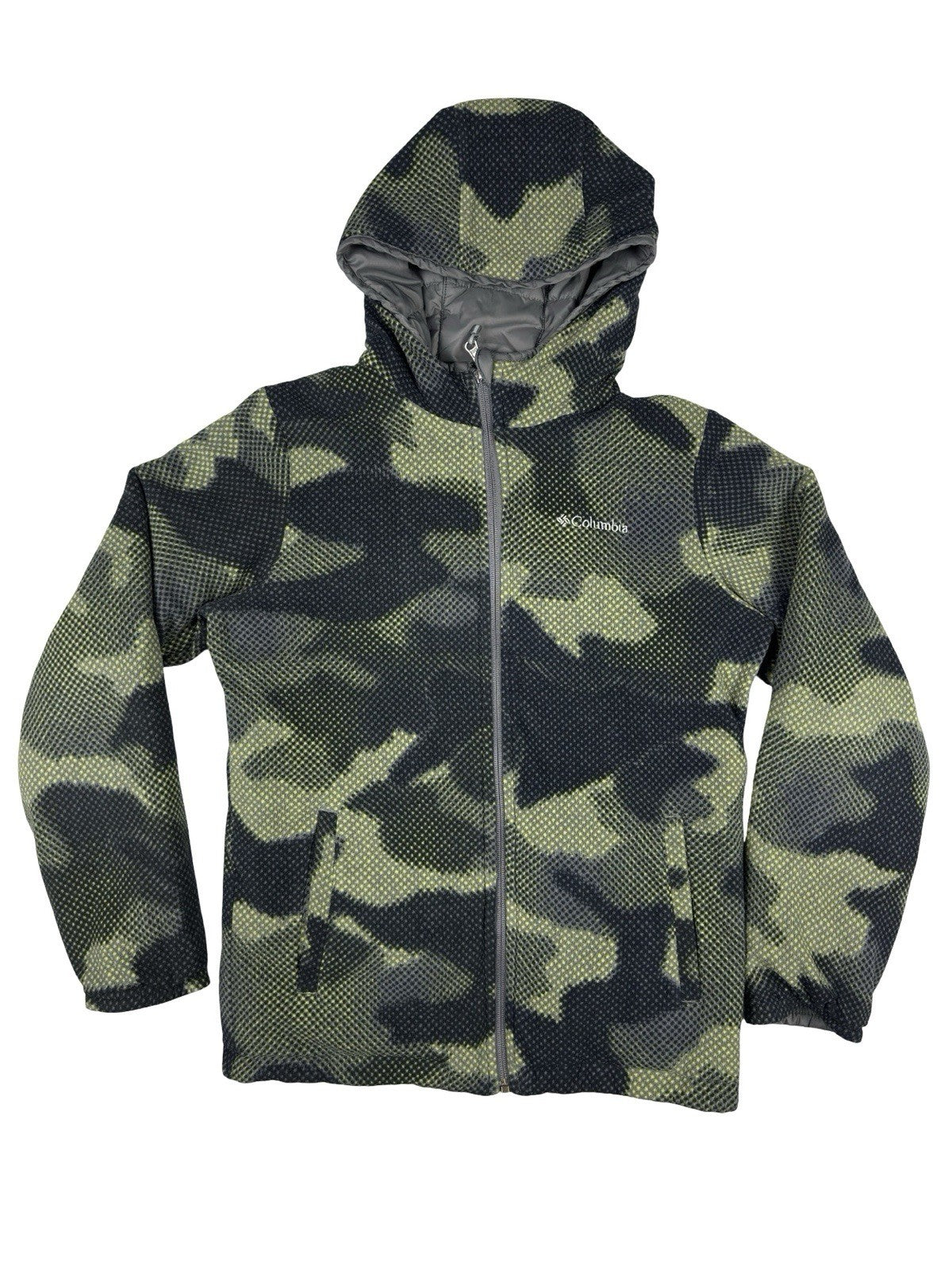 Columbia Grey Reversible Puffer Hooded Jacket Youth Large (14/16)