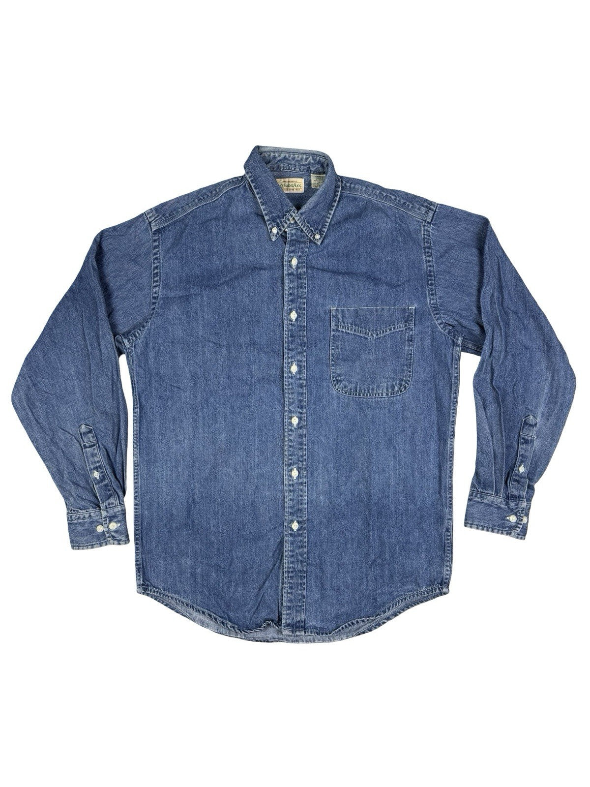 St John's Bay Vintage Blue Denim Workwear Shirt Small