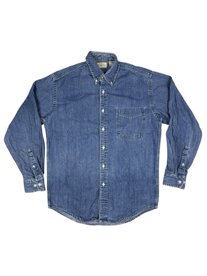 St John's Bay Vintage Blue Denim Workwear Shirt Small