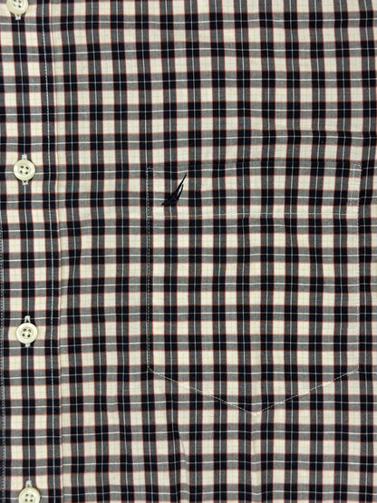 Nautica Retro Multicoloured Plaid Cotton Collared Shirt XL