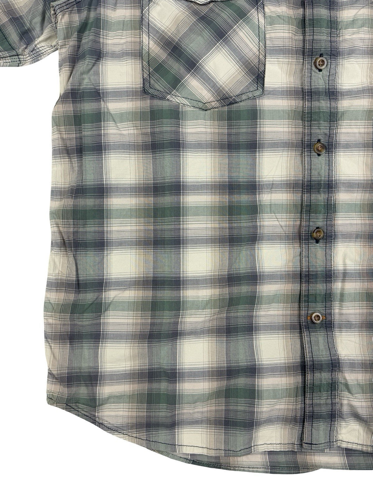 Carhartt Green Grey Plaid Short Sleeve Relaxed Fit Button Shirt Large Regular