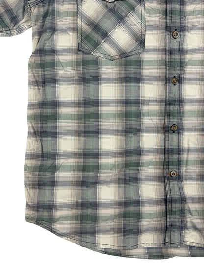 Carhartt Green Grey Plaid Short Sleeve Relaxed Fit Button Shirt Large Regular