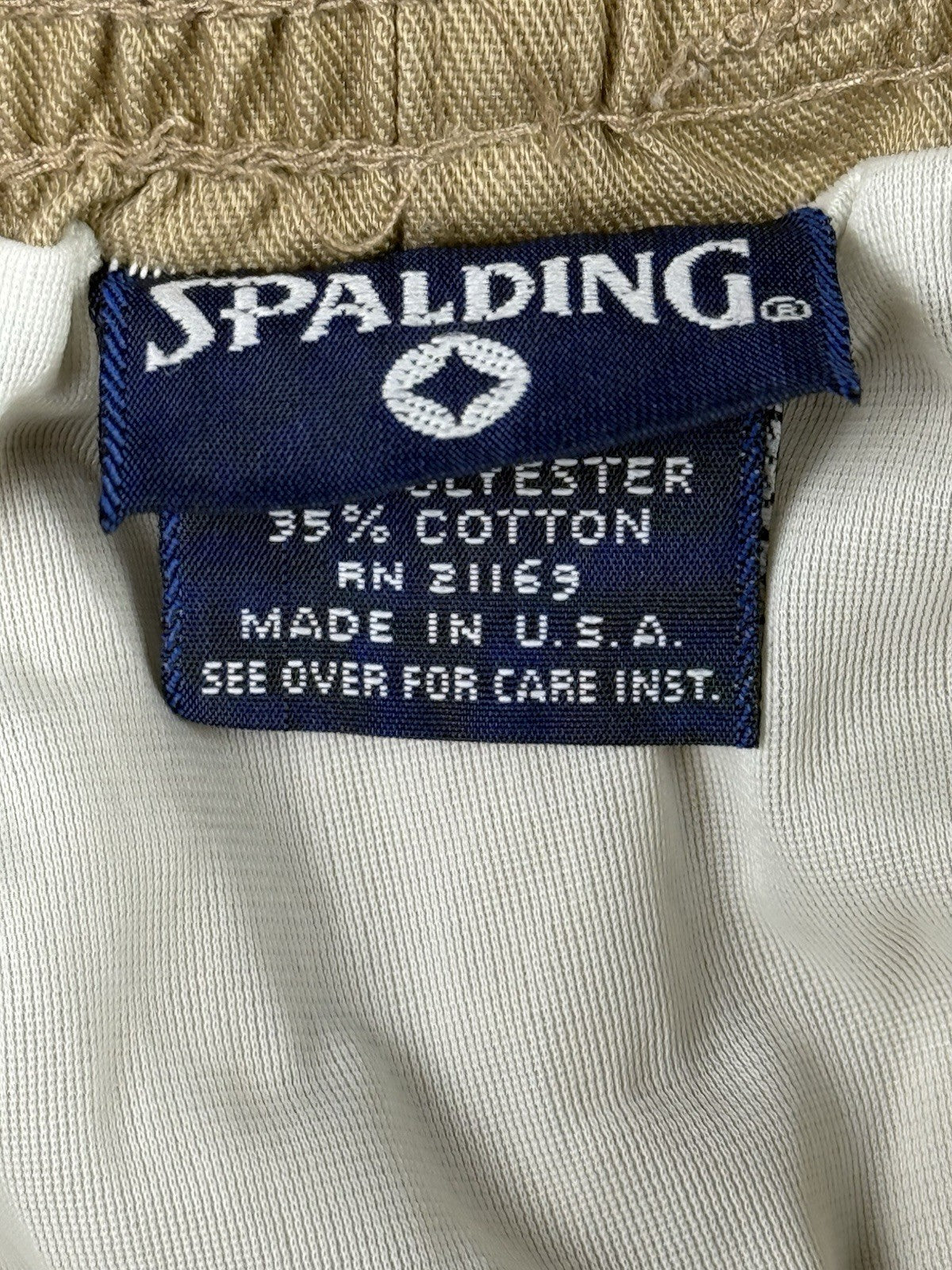 Spalding Retro Beige Lined Athletic Sport Shorts Large