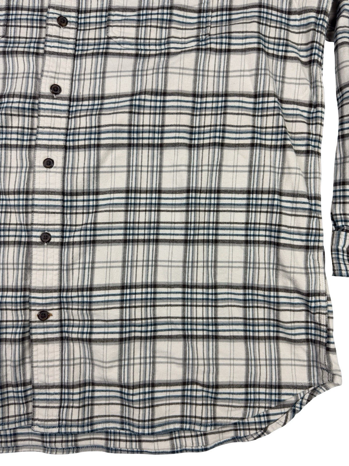 Carhartt Rugged Flex Relaxed Fit White Plaid Flannel Button Shirt 2XL Tall