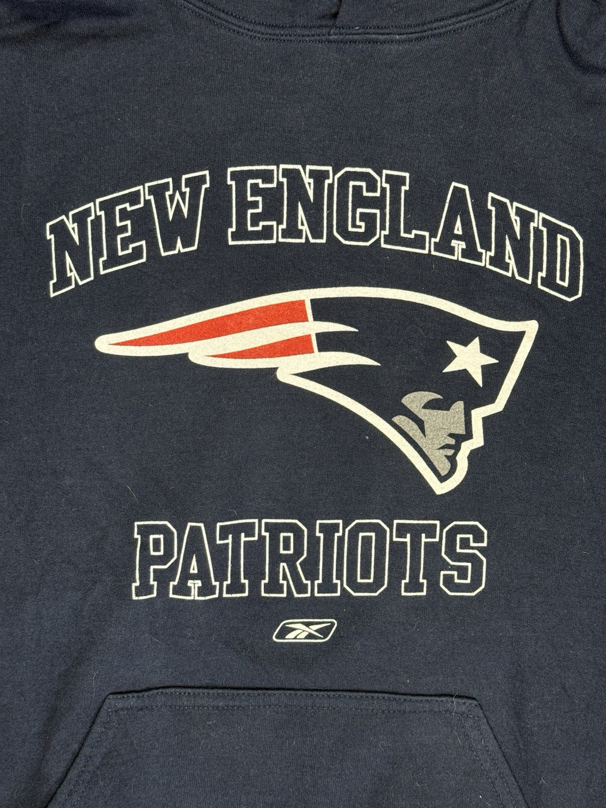 NFL New England Patriots Blue Printed American Football Hoodie Medium