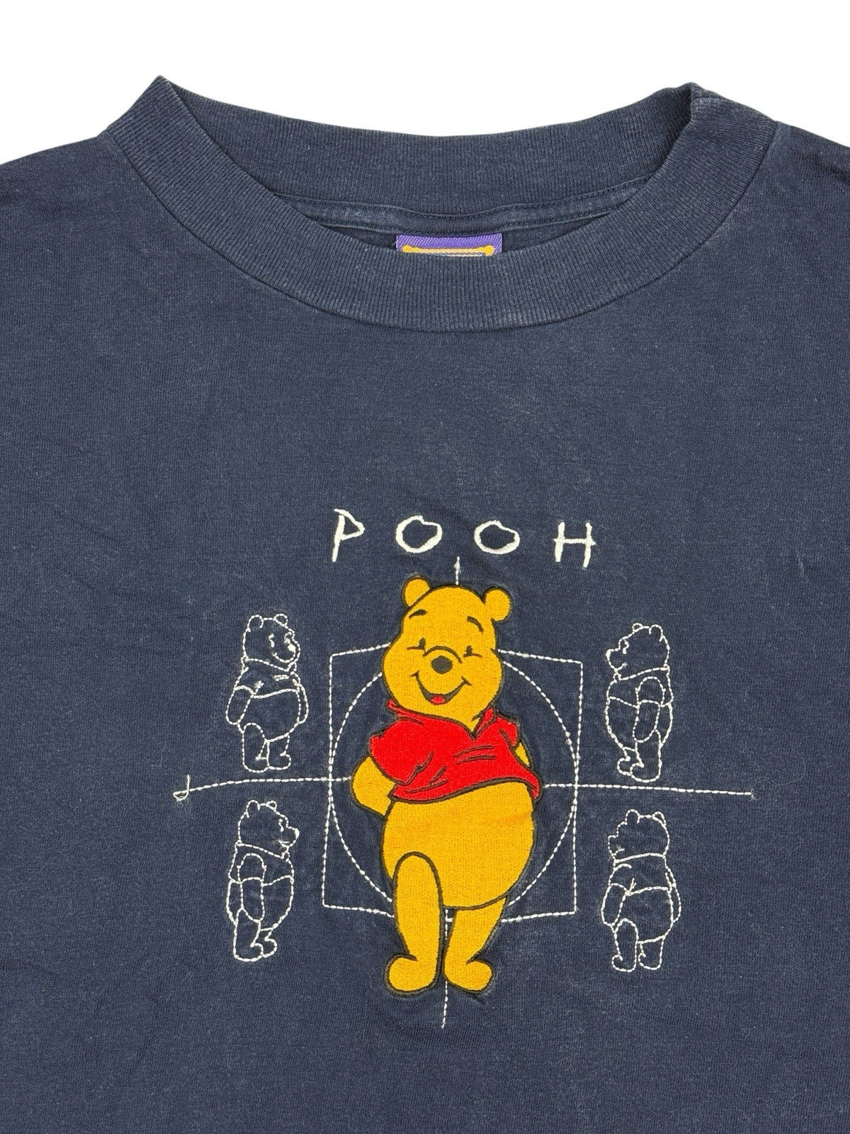 Disney Vintage Blue Winnie the Pooh Embroidered Top Large