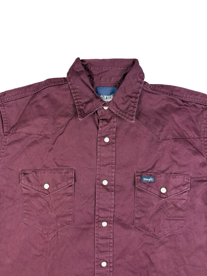 Wrangler Maroon Western Cowboy Pearl Snap Shirt Large