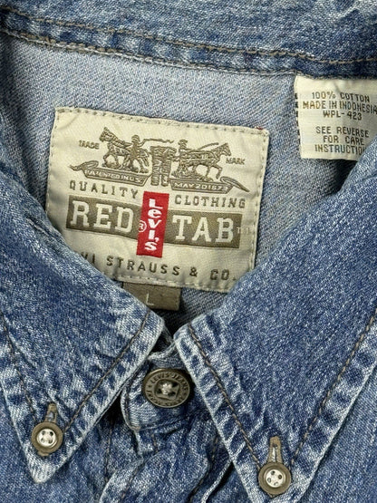 Levi's Vintage Red Tab Blue Chambray Denim Western Shirt Large
