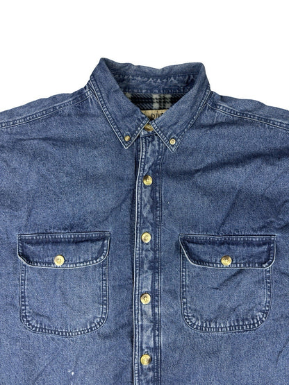 Sun River Vintage Blue Denim Fleece Lined Shirt Jacket Large