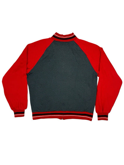 Nike Vintage Grey and Red Zip Bomber Jacket Medium
